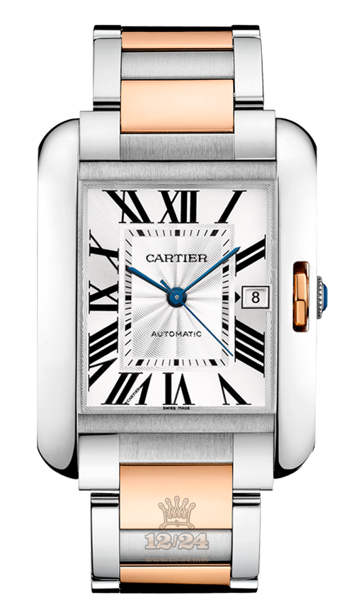 Cartier Tank Watch W5310006 47 mm Steel / Pink gold Case Silver Dial