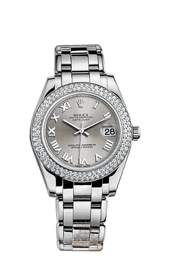 Rolex Pearlmaster Watch 81339-0022 34 mm White gold Case Gray Silver Dial