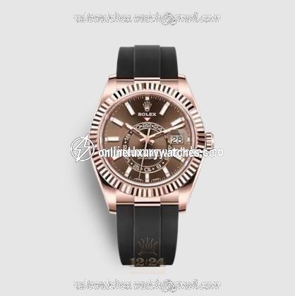 Rolex Sky-Dweller Watch 326235-0005 42 mm Pink gold Case Brown (chocolate) Dial