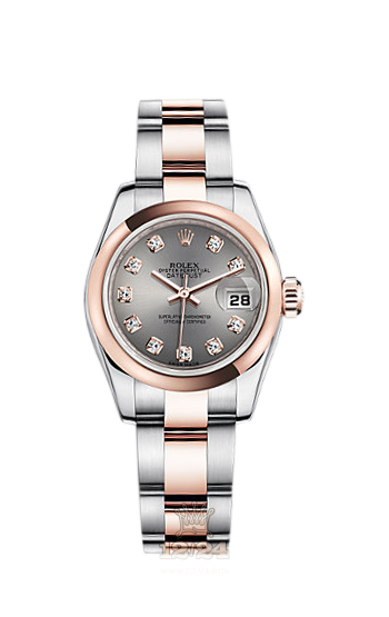Rolex Lady-Datejust Watch 179161-0034 26 mm Steel / Pink gold Case Gray Dial