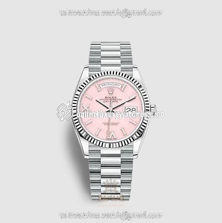 Rolex Day-Date Watch 128236-0006 36 mm Platinum Case Pink Dial