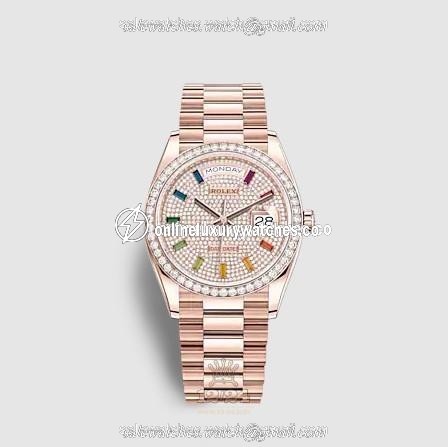 Rolex Day-Date Watch 128345rbr-0042 36 mm Pink gold Case