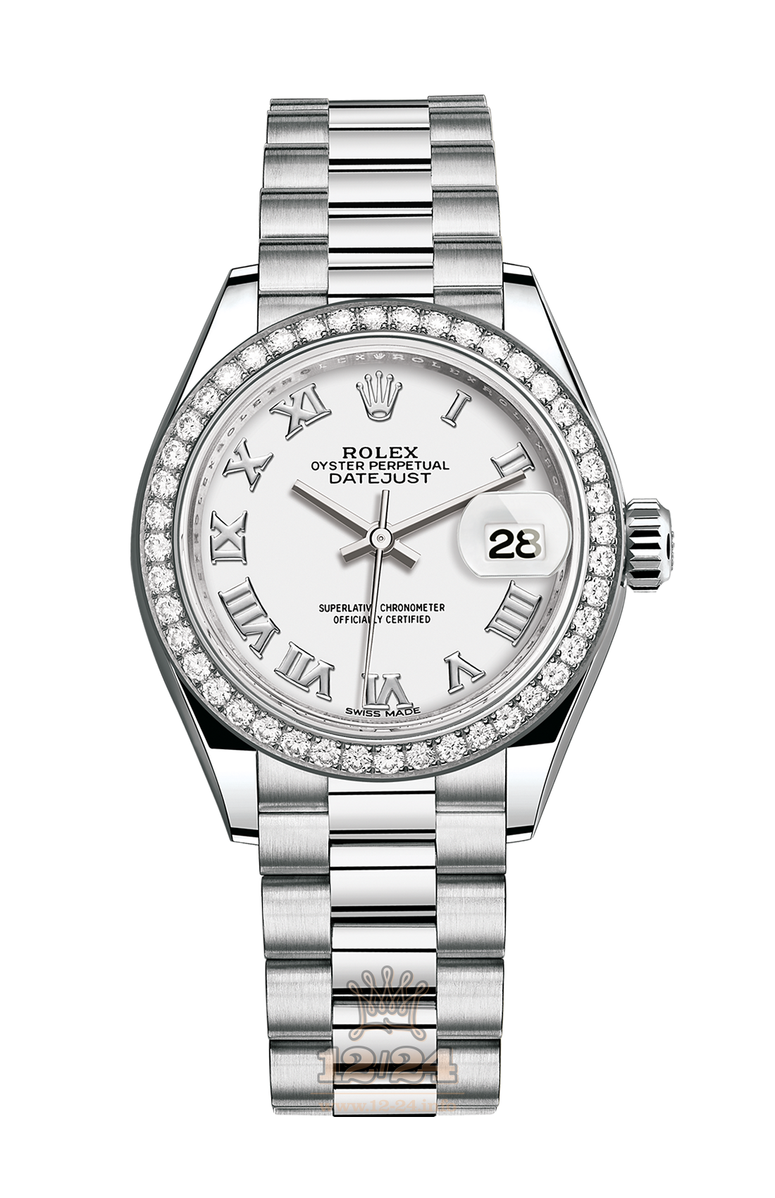 Rolex Datejust Watch 279136rbr-0013 28 mm Platinum Case White Dial