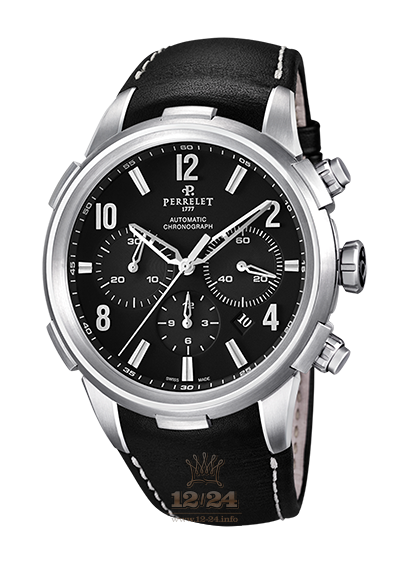 Perrelet First Class Watch A1069/2 44 mm Stainless steel Case Black Dial
