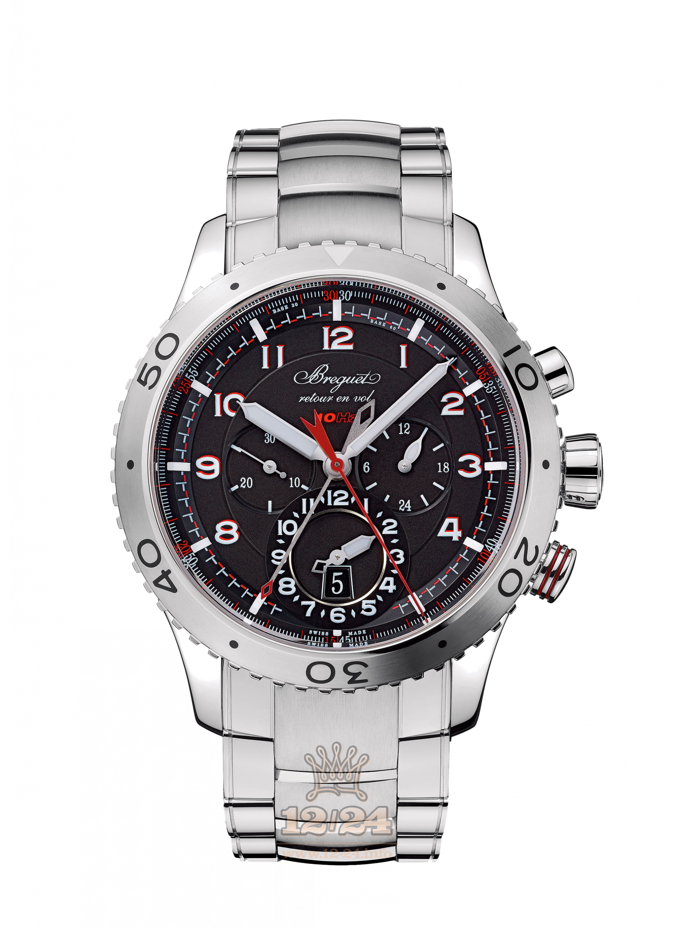 Breguet Type XX / Type XXI Watch 3880ST/H2/SX0 44 mm Stainless steel Case Black Dial