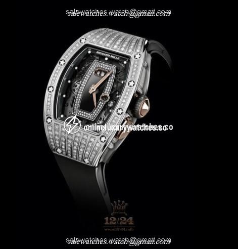 Richard Mille Women's Collection Watch RM 037 WG 53 mm White gold Case Black Dial