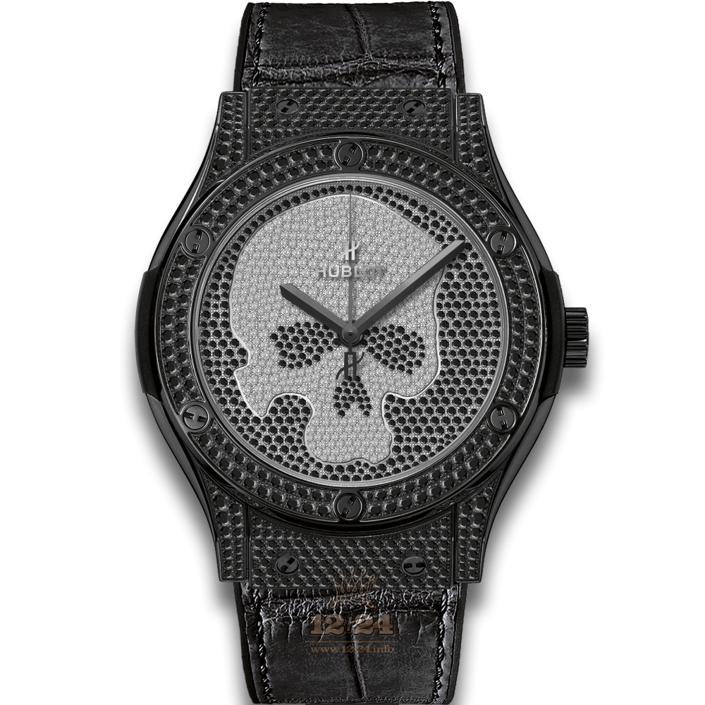 Hublot Classic Fusion Watch 511.ND.9100.LR.1700.SKULL 45 mm Titanium Case Black Silver Dial