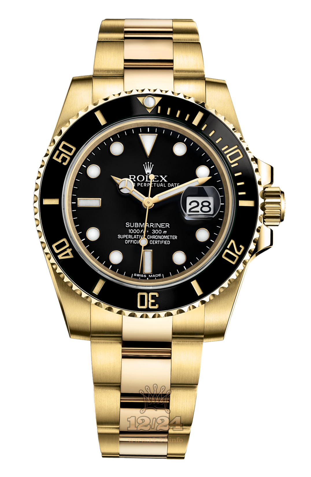 Rolex Submariner Watch 116618ln-0001 40 mm Yellow gold Case Black Dial