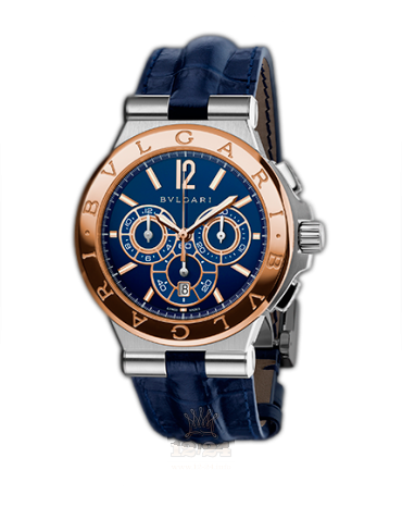 Bvlgari Diagono Watch 102181 DG42C3SPGLDCH 42 mm Steel / Pink gold Case Dark blue Dial