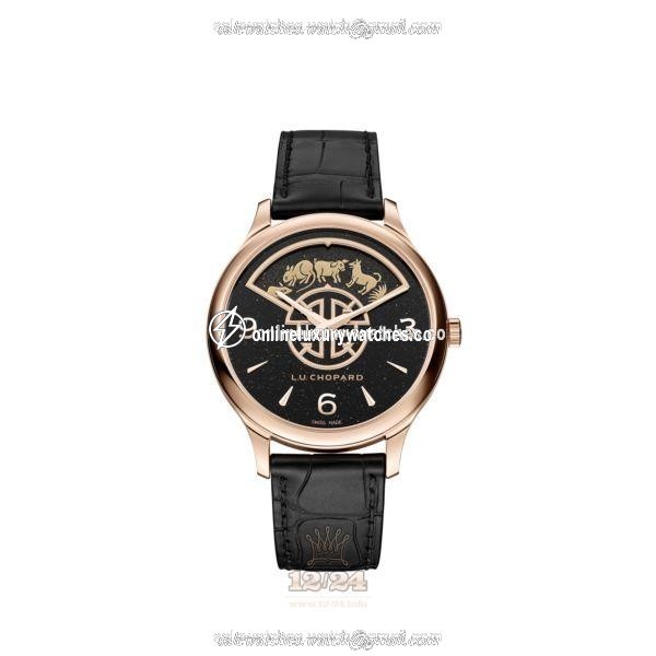 Chopard L.U.C Watch 161980-5001 40 mm Pink gold Case Black Dial
