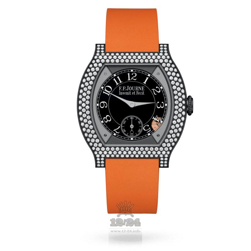 F.P.Journe Elegante Watch 40 mm titalytr 12 rows of diamonds 40 mm Titanium Case Black Dial
