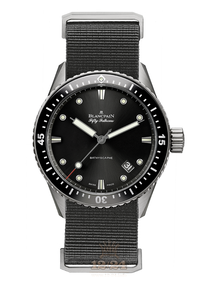 Blancpain Fifty Fathoms Watch 5000-1230-NABA 43 mm Titanium Case Black Dial
