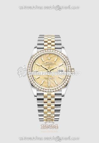 Rolex Datejust Watch 126283rbr-0023 36 mm Stainless steel Yellow gold Case Golden Dial