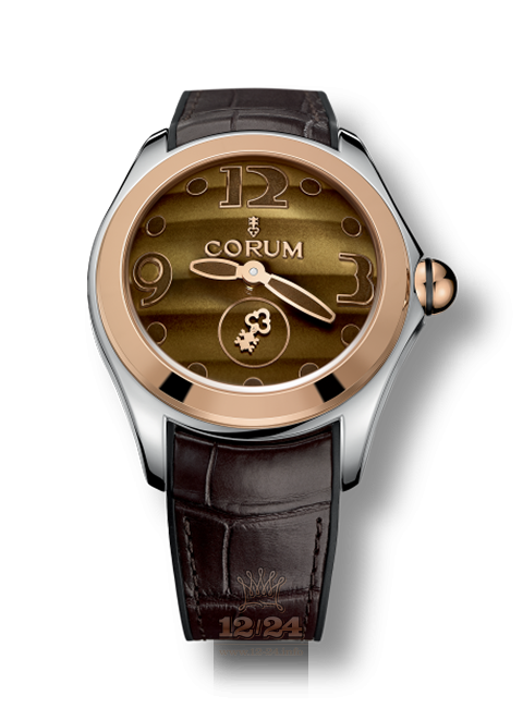 Corum Bubble Watch L395/03222 42 mm Steel / Pink gold Case Brown (chocolate) Dial