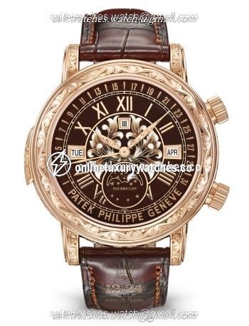 Patek Philippe Grand Complications Watch 6002R-001 44 mm Pink gold Case Brown (chocolate) Dial