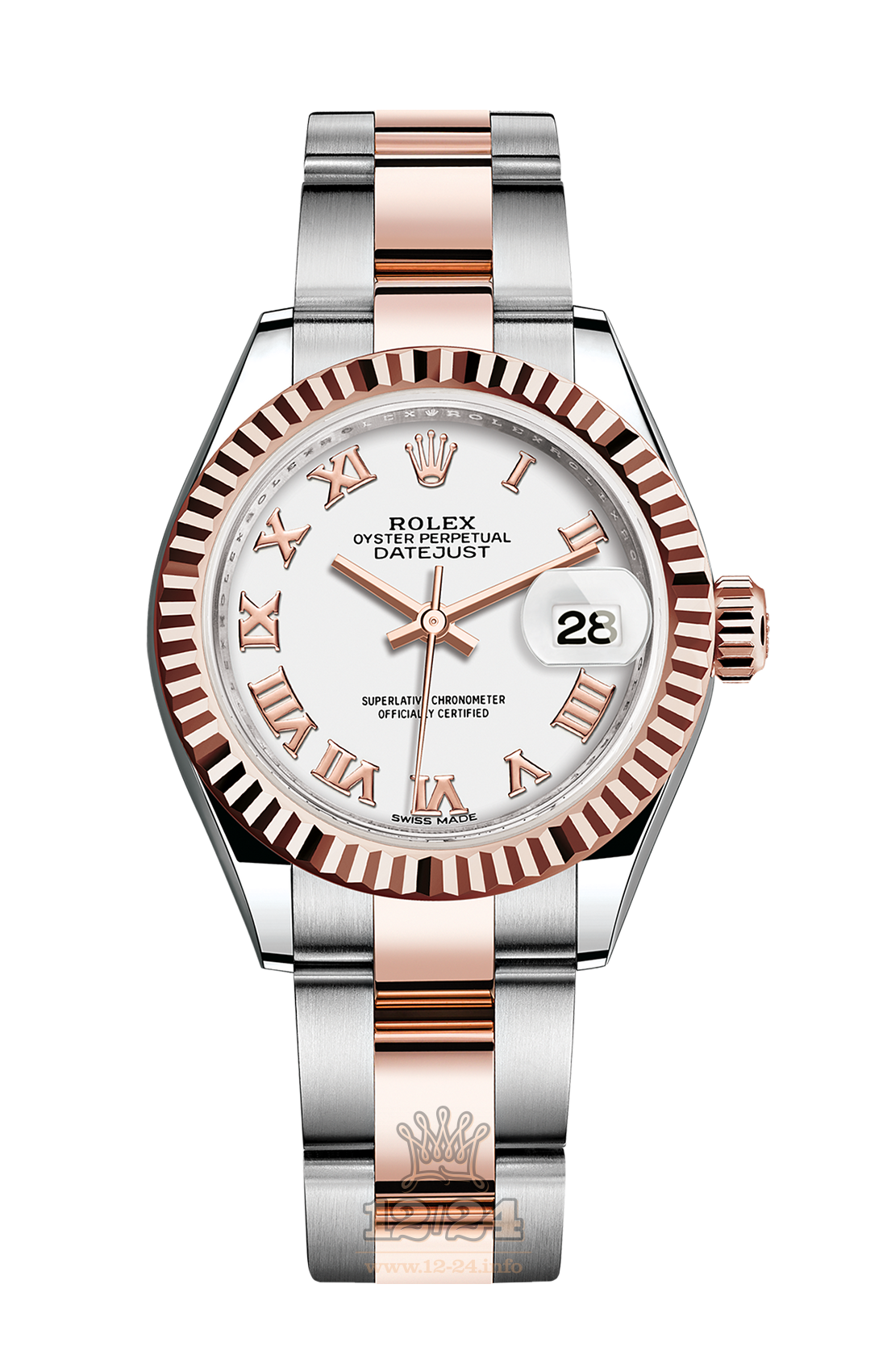 Rolex Datejust Watch 279171-0022 28 mm Steel / Pink gold Case White Dial
