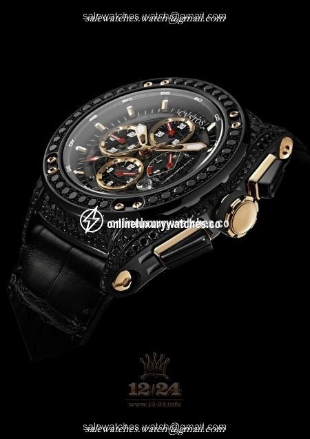 Cvstos Challenge-R Watch CR C SSBBD Stainless steel Pink gold PVD coating Case Black Golden Dial