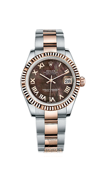 Rolex Datejust Watch 178271-0047 31 mm Steel / Pink gold Case Black Dial