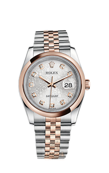 Rolex Datejust Watch 116201-0061 36 mm Steel / Pink gold Case Silver Dial