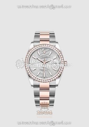 Rolex Datejust Watch 126281rbr-0020 36 mm Stainless steel Pink gold Case Gray Silver Dial