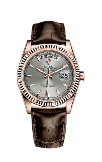 Rolex Day-Date Watch 118135-0017 36 mm Pink gold Case Gray Dial