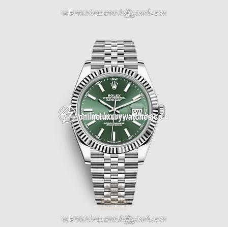 Rolex Datejust Watch 126334-0028 41 mm Stainless steel White gold Case Green Dial