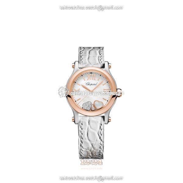 Chopard Happy Sport Watch 278590-6005 30 mm Stainless steel Pink gold Case White Dial