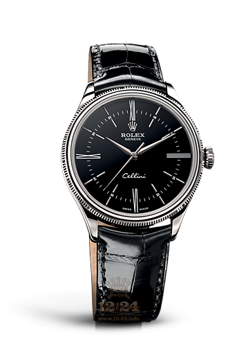 Rolex Cellini Time Watch 50509-0004 39 mm White gold Case Black Dial