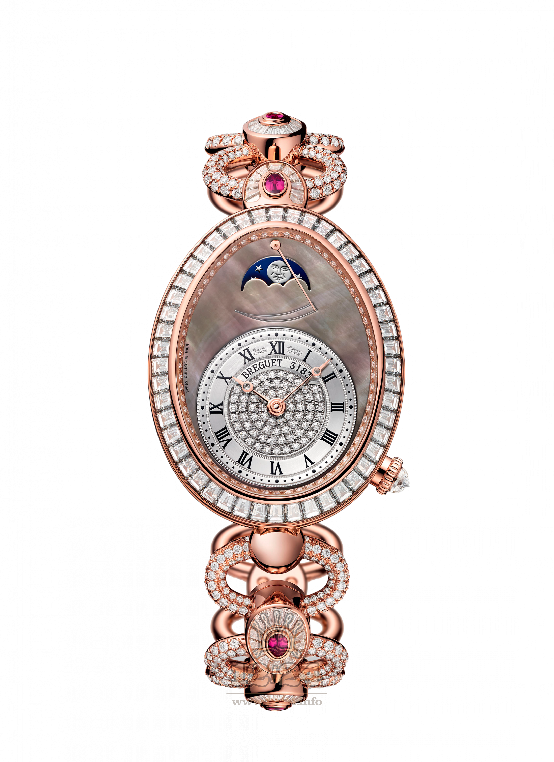 Breguet Reine de Naples Watch 8909BR/8T/J29/DDDR 38 mm Pink gold Case Gray Silver Dial