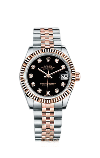 Rolex Lady-Datejust Watch 178271-0017 31 mm Steel / Pink gold Case Black Dial
