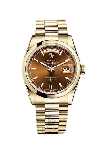 Rolex Day-Date Watch 118208-0348 36 mm Yellow gold Case Brown (chocolate) Dial