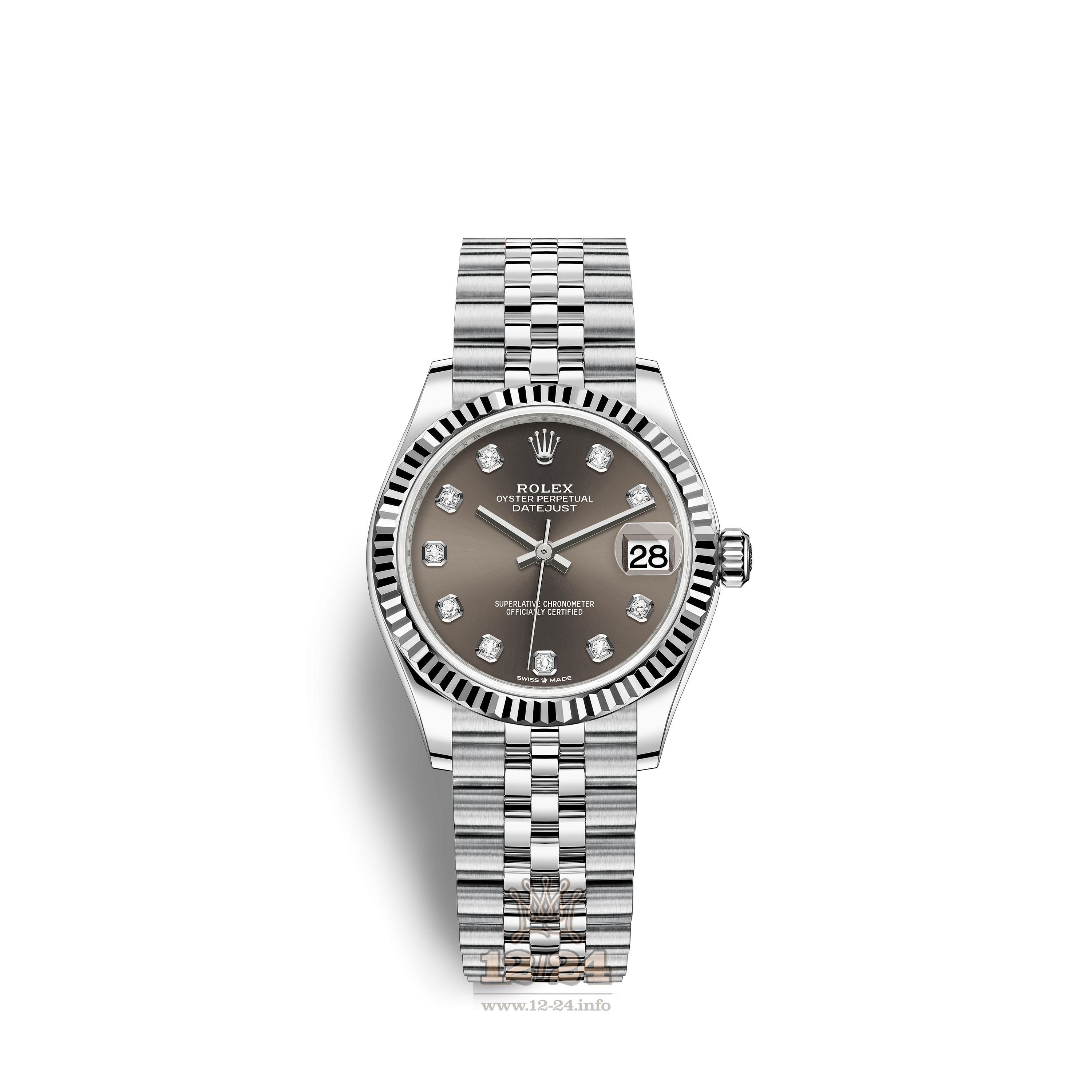 Rolex Datejust Watch 278274-0008 31 mm Stainless steel White gold Case Gray Dial