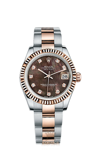 Rolex Lady-Datejust Watch 178271-0054 31 mm Steel / Pink gold Case Black Dial