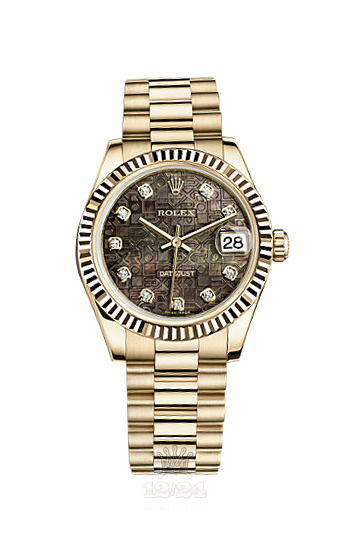 Rolex Datejust Watch 178278-0057 31 mm Yellow gold Case Black Dial