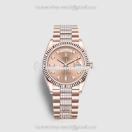 Rolex Day-Date Watch 128235-0019 36 mm Pink gold Case Pink Dial