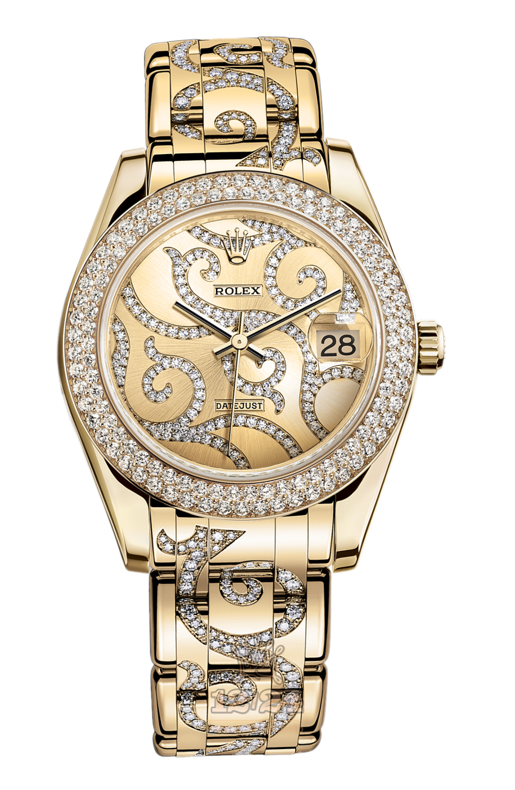 Rolex Datejust Watch 81338-0092 34 mm Yellow gold Case Golden Dial