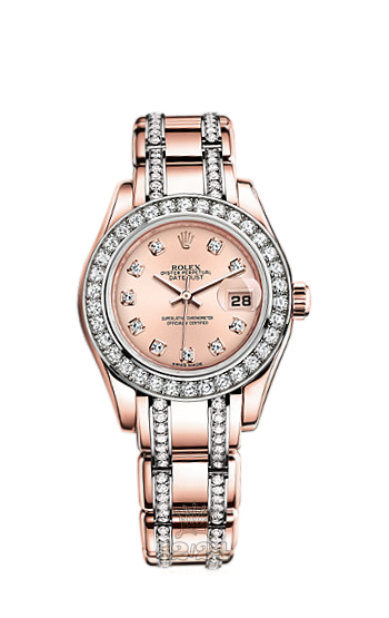 Rolex Pearlmaster Watch 80285-0019 29 mm Pink gold Case Pink Dial