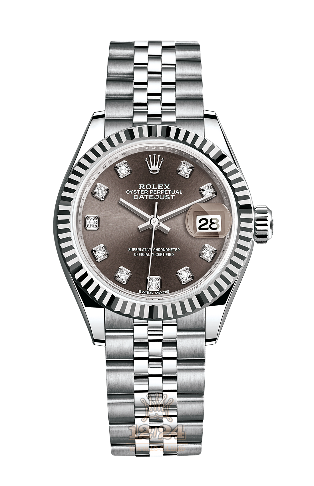 Rolex Datejust Watch 279174-0015 28 mm Steel / White gold Case Brown (chocolate) Dial