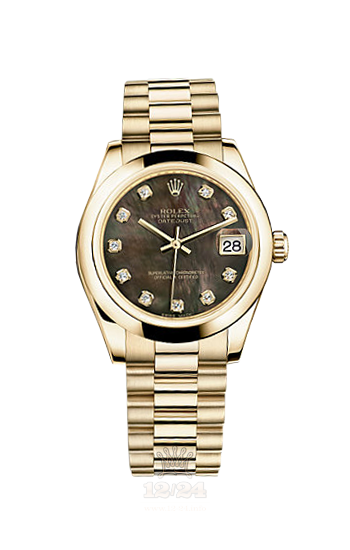Rolex Datejust Watch 178248-0074 31 mm Yellow gold Case Black Dial