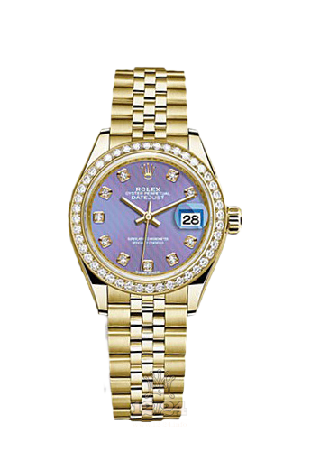Rolex Datejust Watch 279138rbr-0028 28 mm Yellow gold Case Dark blue Purple Dial