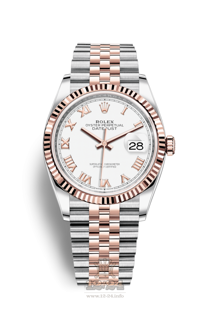 Rolex Datejust Watch 126231-0015 36 mm Steel / Pink gold Case White Dial