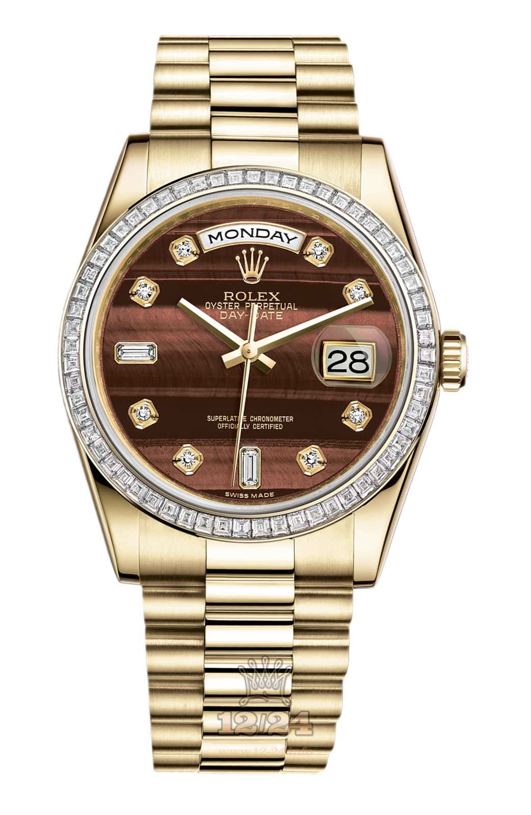 Rolex Day-Date Watch 118398br-0056 36 mm Yellow gold Case Red Brown (chocolate) Dial