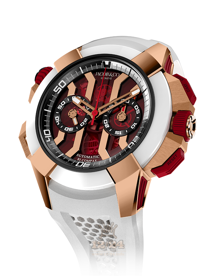 Jacob & Co Gents Collection Watch EX300.40.PB.RB.A 47 mm Pink gold Ceramics Case Red Dial