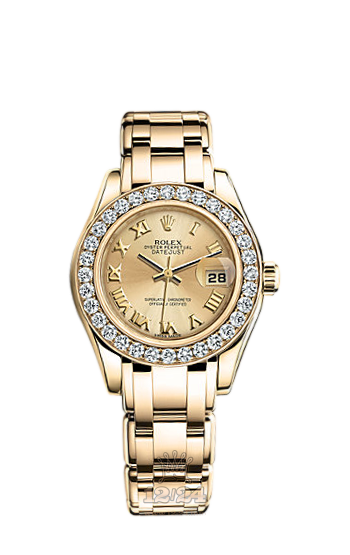 Rolex Pearlmaster Watch 80298-0053 29 mm Yellow gold Case Golden Dial