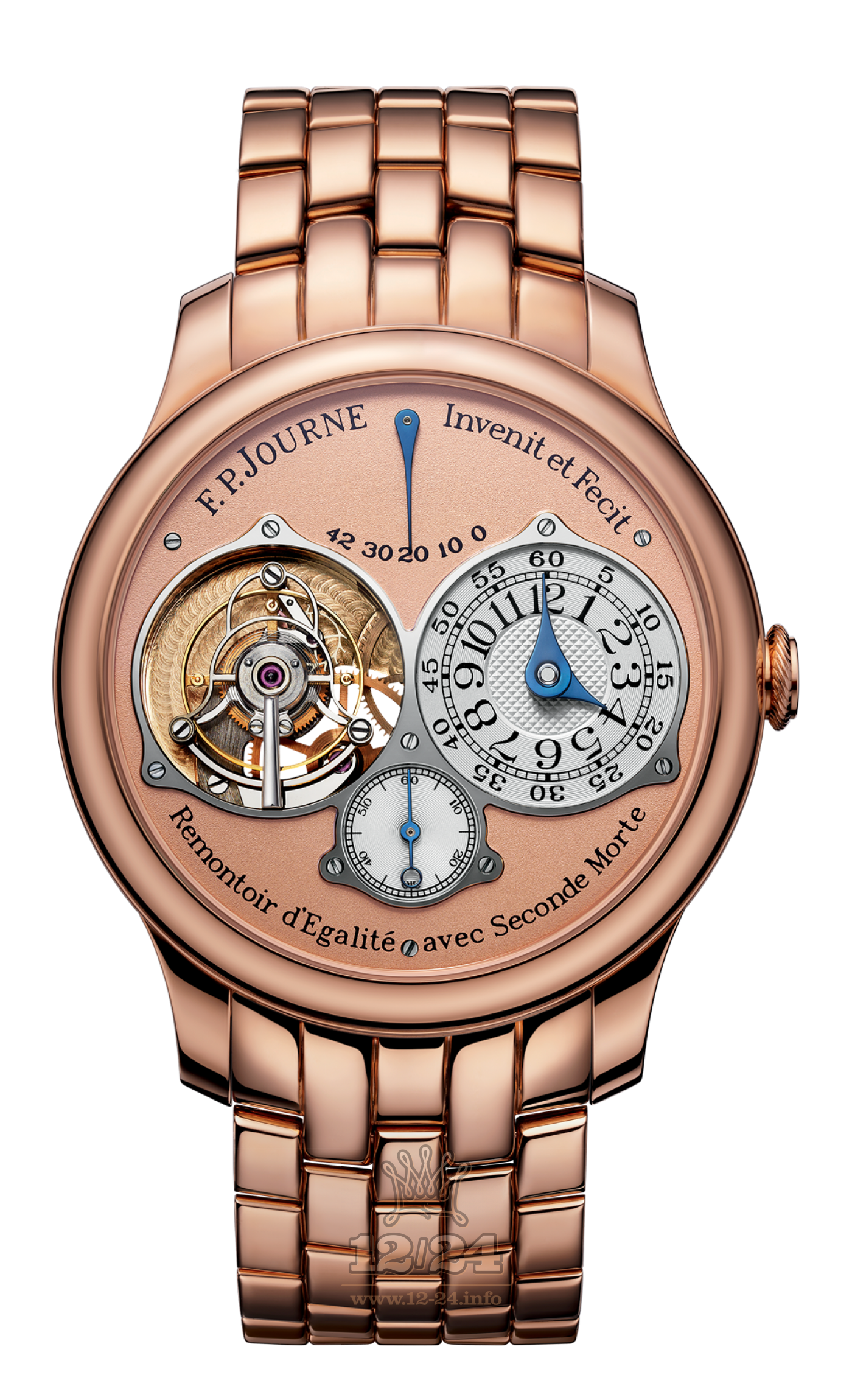 F.P.Journe Souveraine Watch FPJ-Co-Souveraine-Tourbillon-AL-Or 40 mm Pink gold Case Silver Golden Red Dial