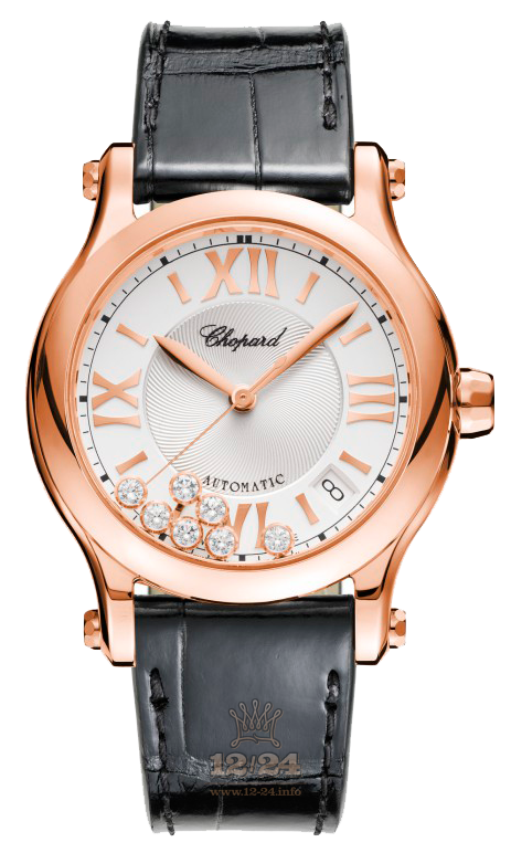 Chopard Happy Diamonds Watch 274808-5001 36 mm Pink gold Case Silver Dial