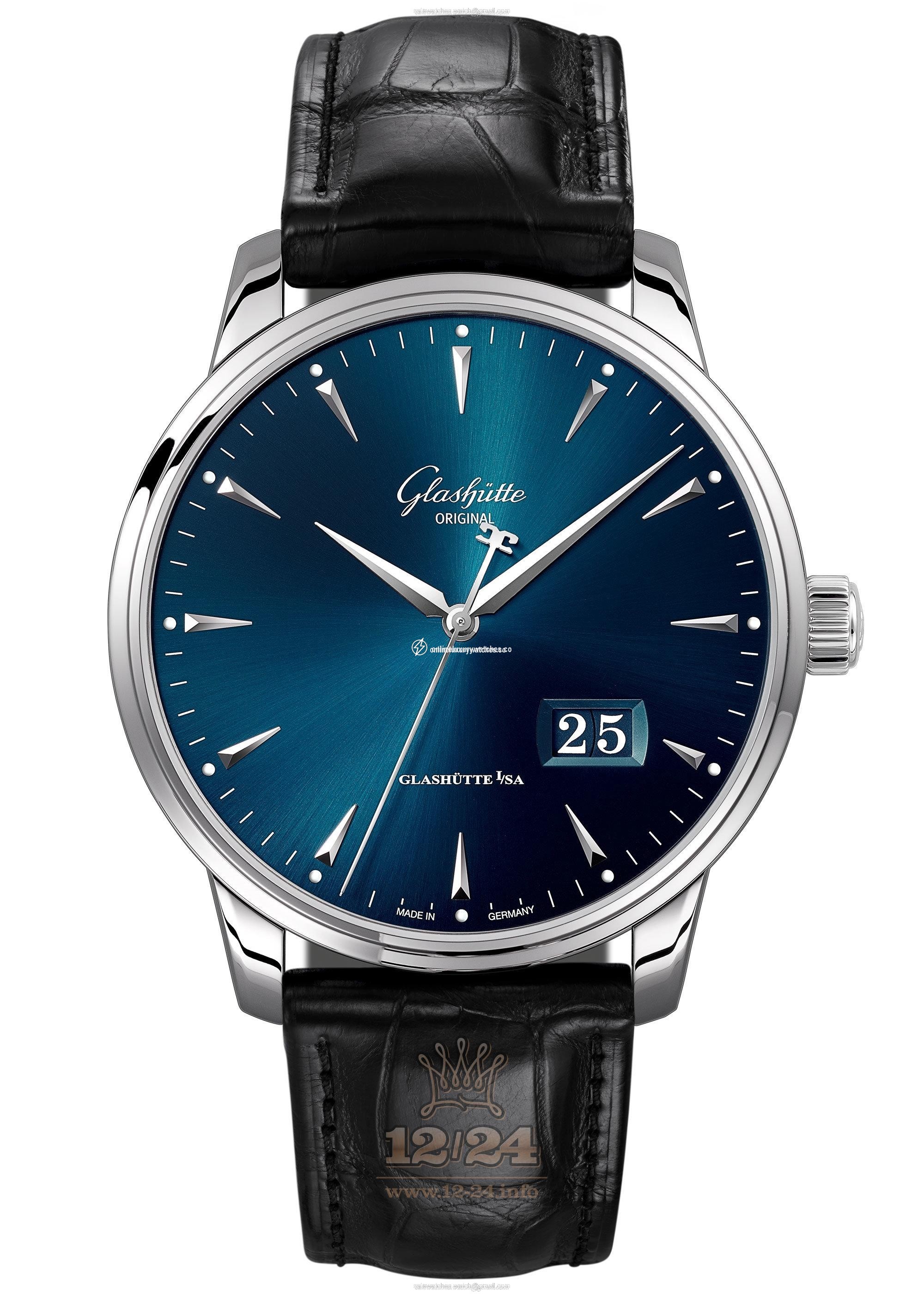 Glashutte Senator Watch 1-36-03-04-02-01 42 mm Stainless steel Case Dark blue Dial