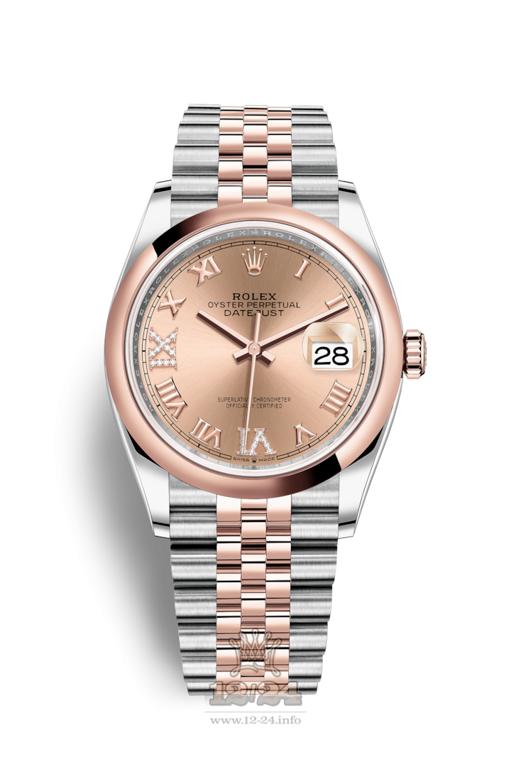 Rolex Datejust Watch 126201-0027 36 mm Steel / Pink gold Case Pink Dial