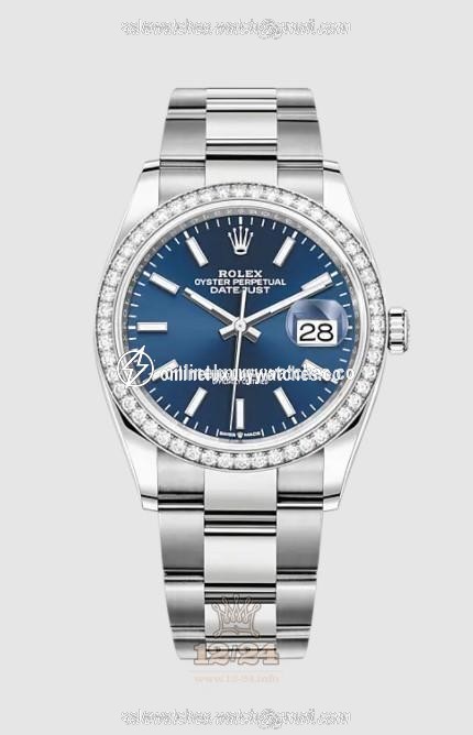 Rolex Datejust Watch 126284rbr-0010 36 mm Stainless steel White gold Case Dark blue Dial