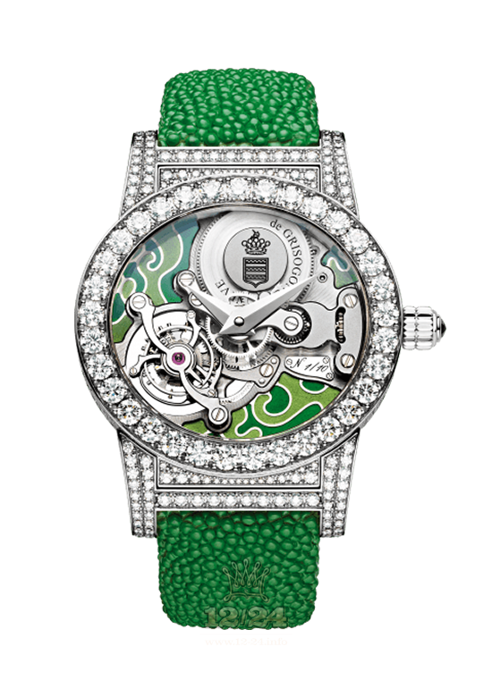 de Grisogono Tondo Watch TTG-S04 White gold Case Silver Green Dial